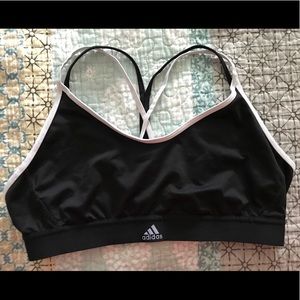 Black Adidas Sports Bra w/ White & Black Straps